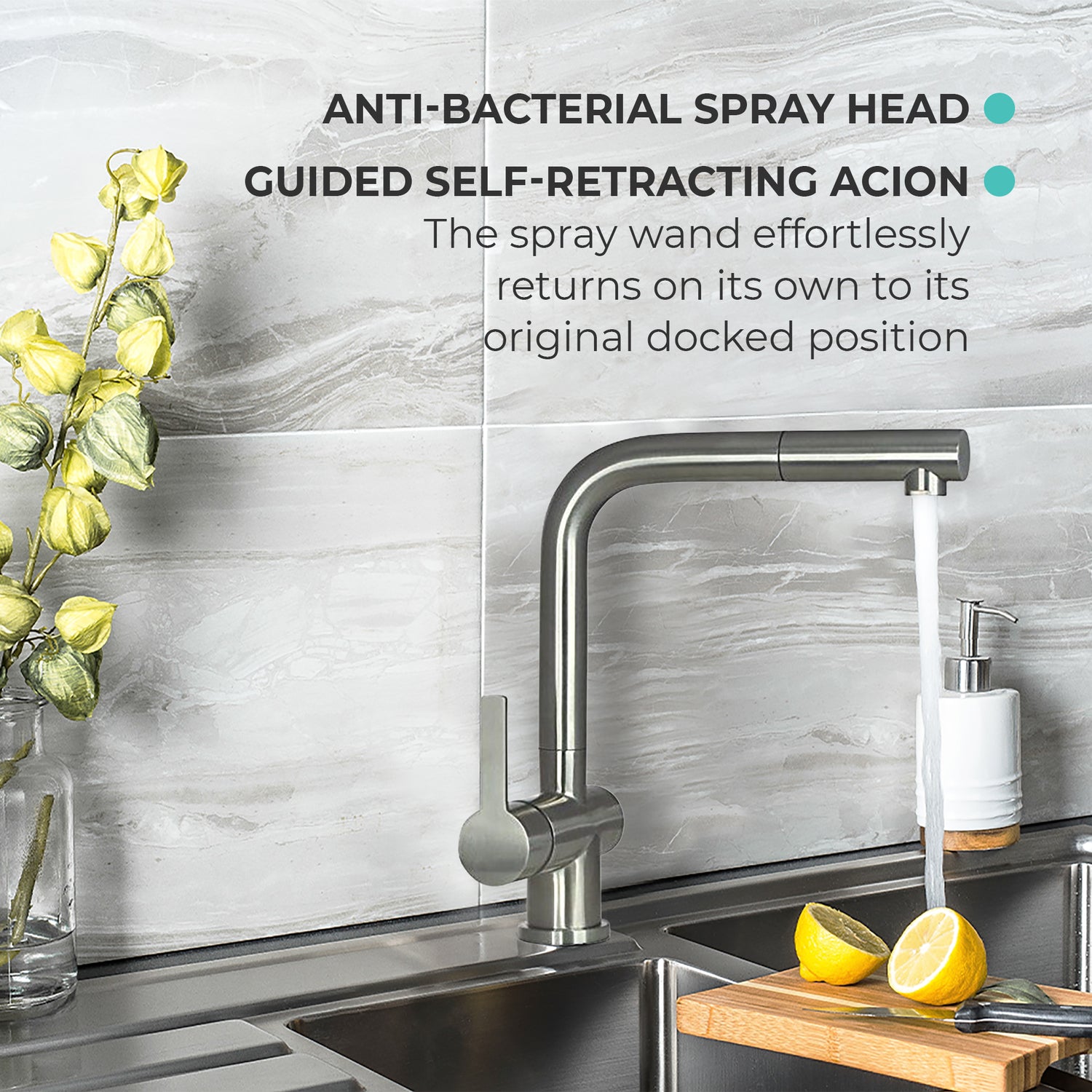 Mizzo Avori kitchen tap brushed steel