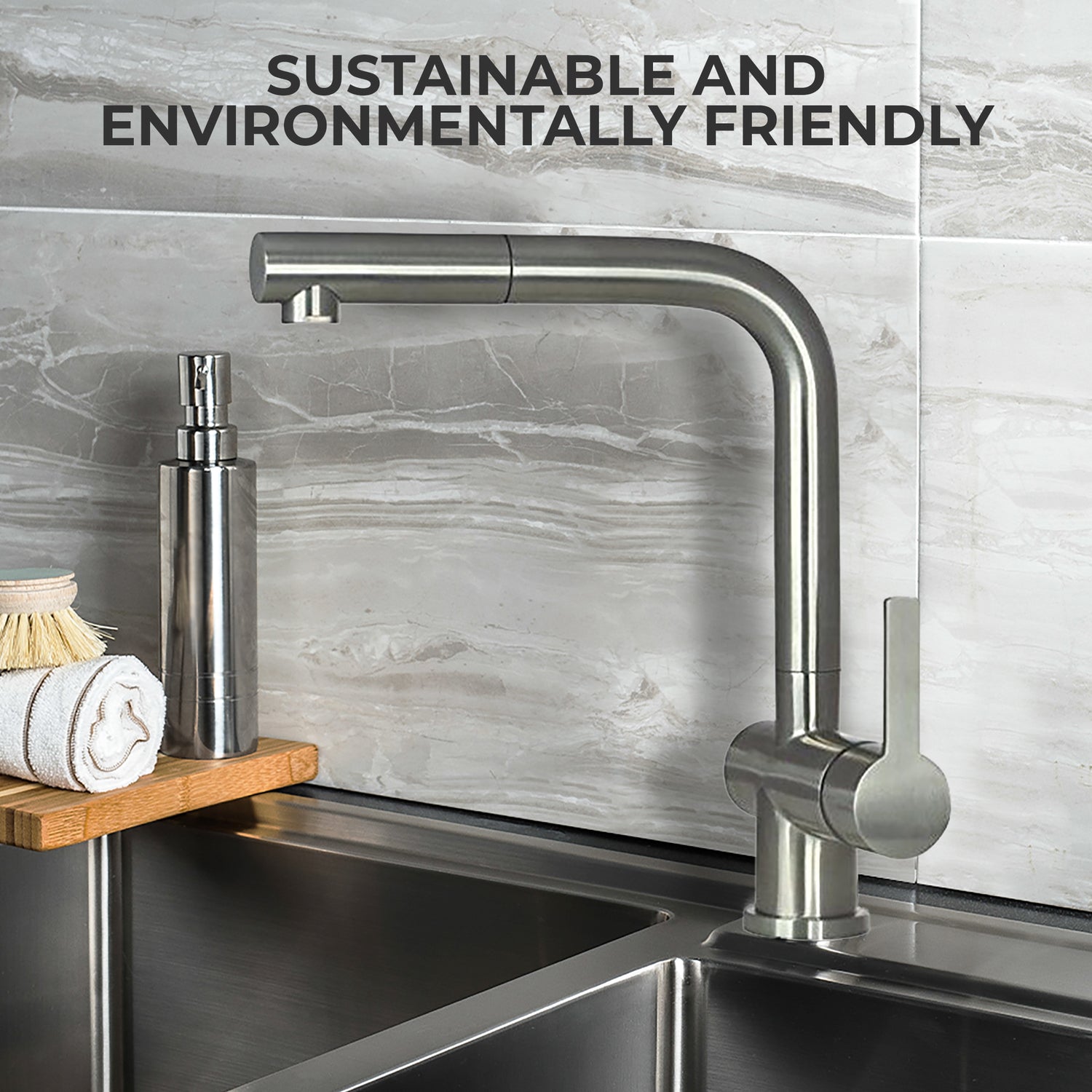Mizzo Avori kitchen tap brushed steel