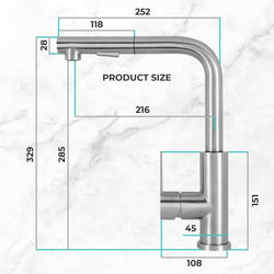 Stainless steel kitchen tap Mizzo Mauro with spray - brush function